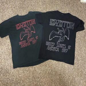 Lot of 2 Led Zeppelin Mens M 1977 Tour United States of America Graphic Tee